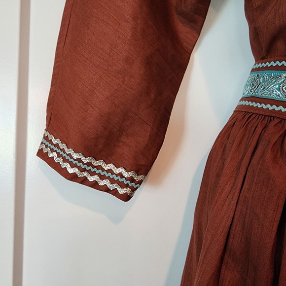 Vintage 50s Rockabilly Western Patio Fiesta Skirt Set Norman AZ Snag Pruf Zip S - Picture 12 of 16